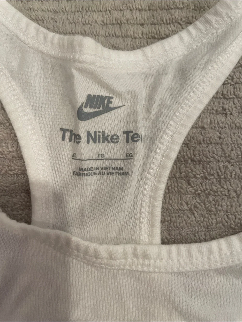 Nike White Tank with Orange Sun Graphic